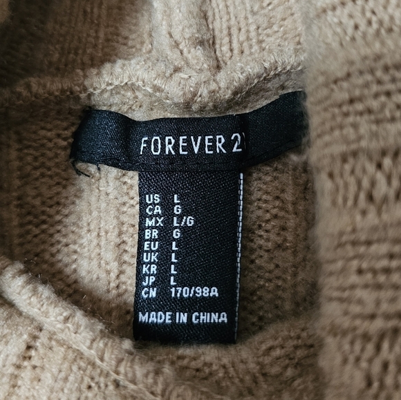 Forever 21 beige capsule wardrobe soft ribbed turtleneck Size L - Picture 4 of 5